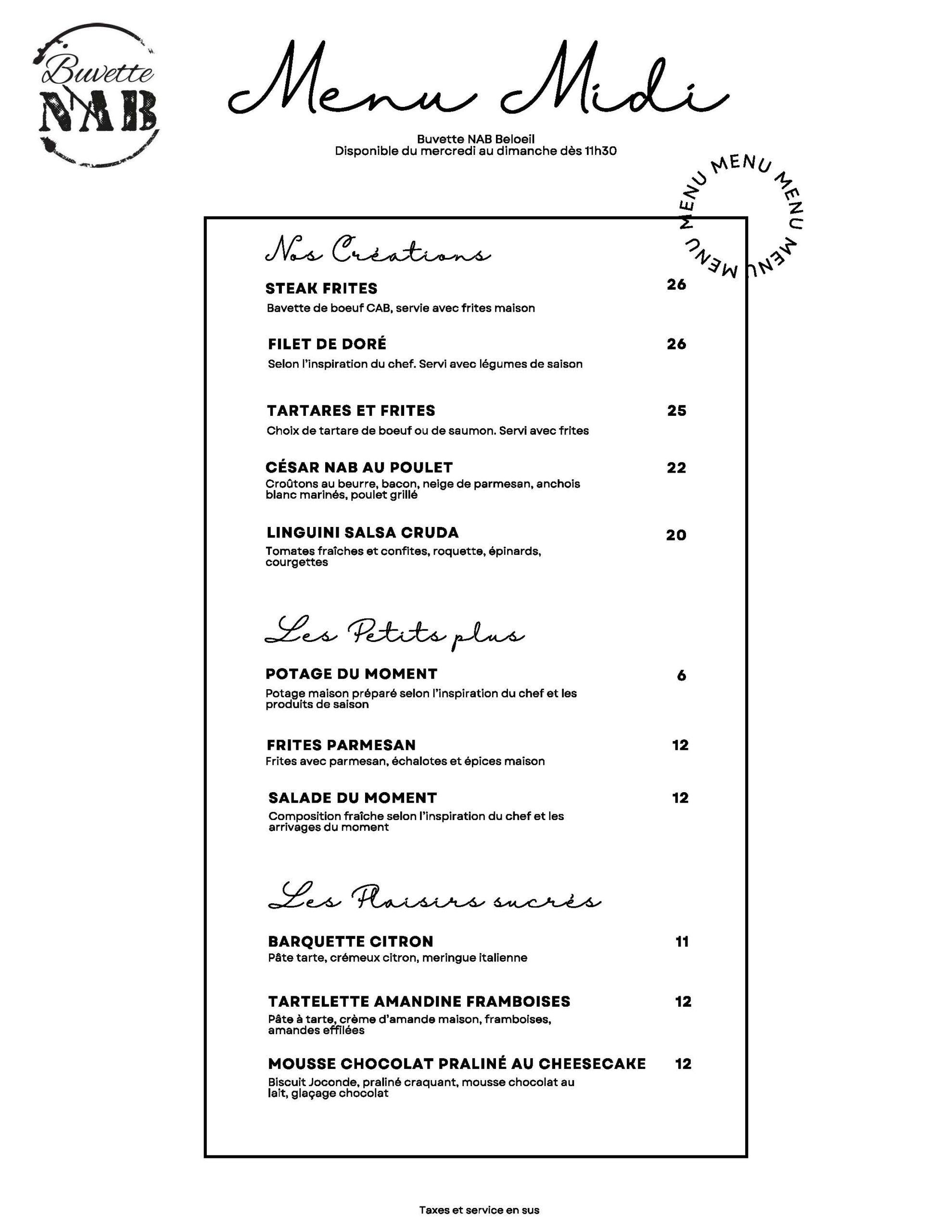 Menu du midi — Beloeil